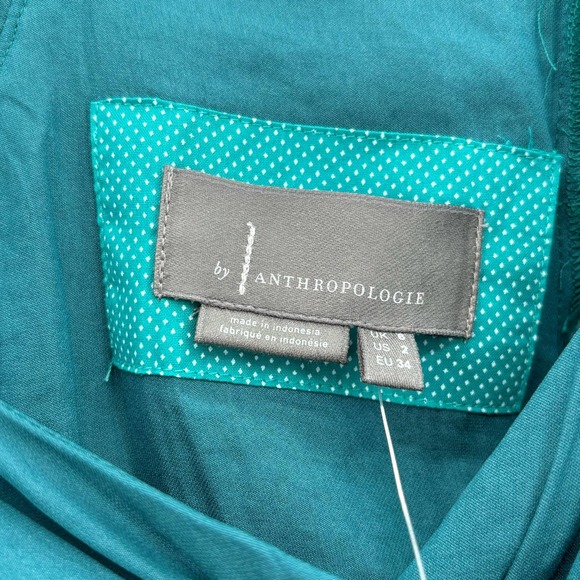 Anthropologie Gwendolyn Turquoise Pleated Maxi Dress Long Sleeve Boho Size 2 NWT - Picture 12 of 15